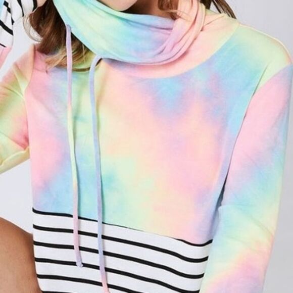 Colorful Tie-Dye Striped Hoodie Medium [4-6] - Picture 2 of 8